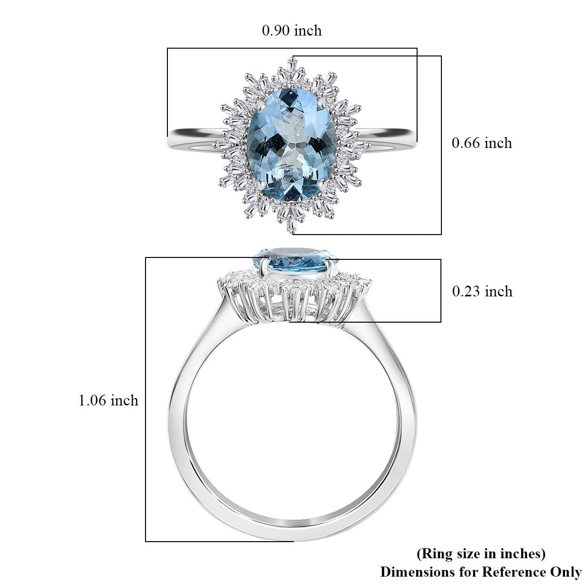 Luxoro Premium Mangoro Aquamarine and G-H I1 Diamond 5.30 ctw Ring in 14K White Gold (Size 9.0) 4.30 Grams image number 5