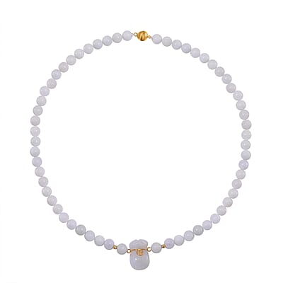 Natural Jade 315.00 ctw Carved and Beaded Necklace with Money Lucky Bag in 14K YG Over Sterling Silver 20 Inches
