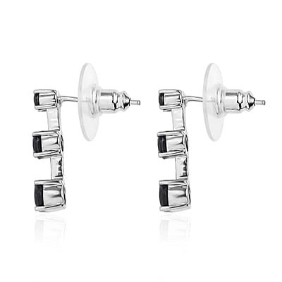 Lab Created Blue Sapphire 2.00 ctw Earrings in Stainless Steel 