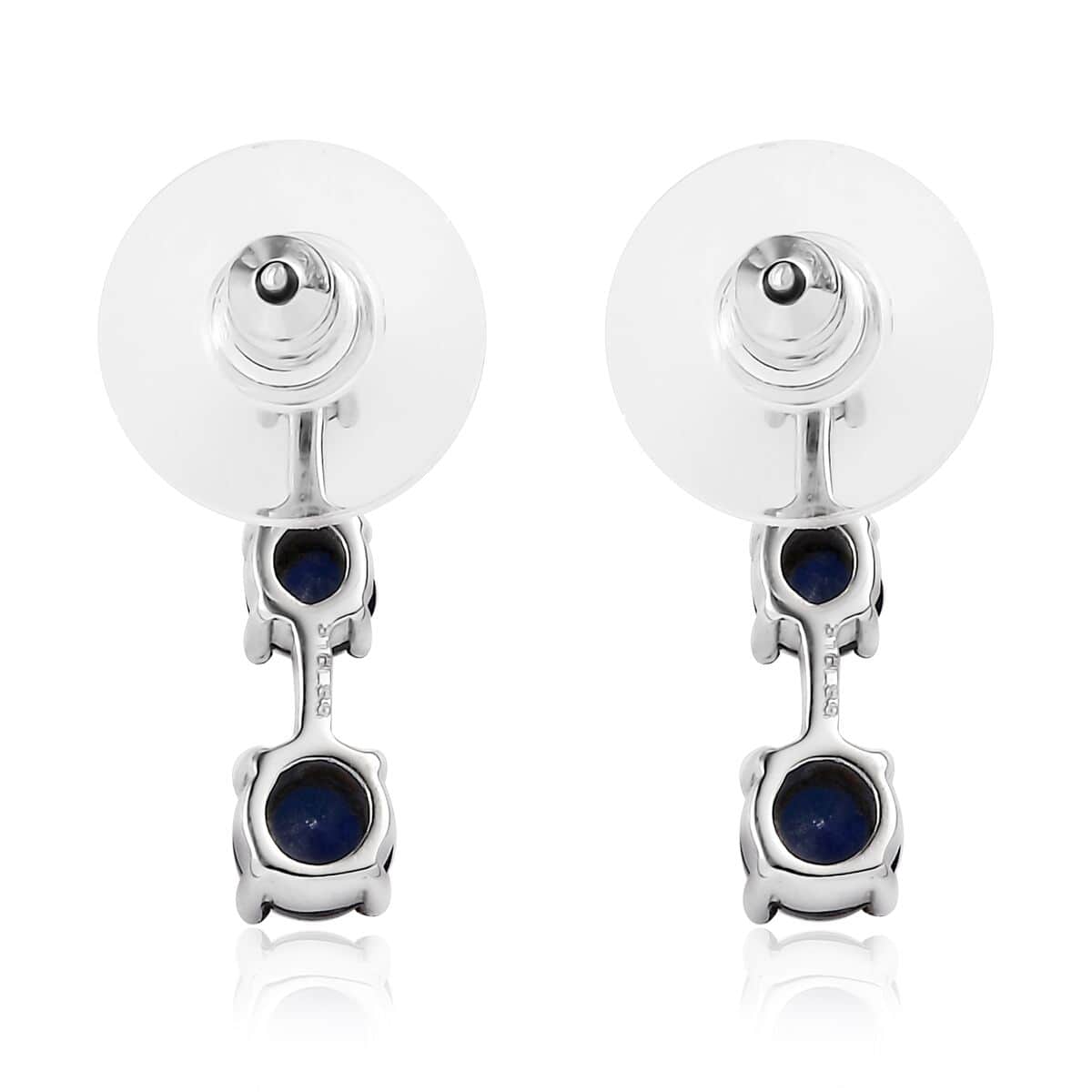 Lab Created Blue Sapphire 2.00 ctw Earrings in Stainless Steel  image number 4