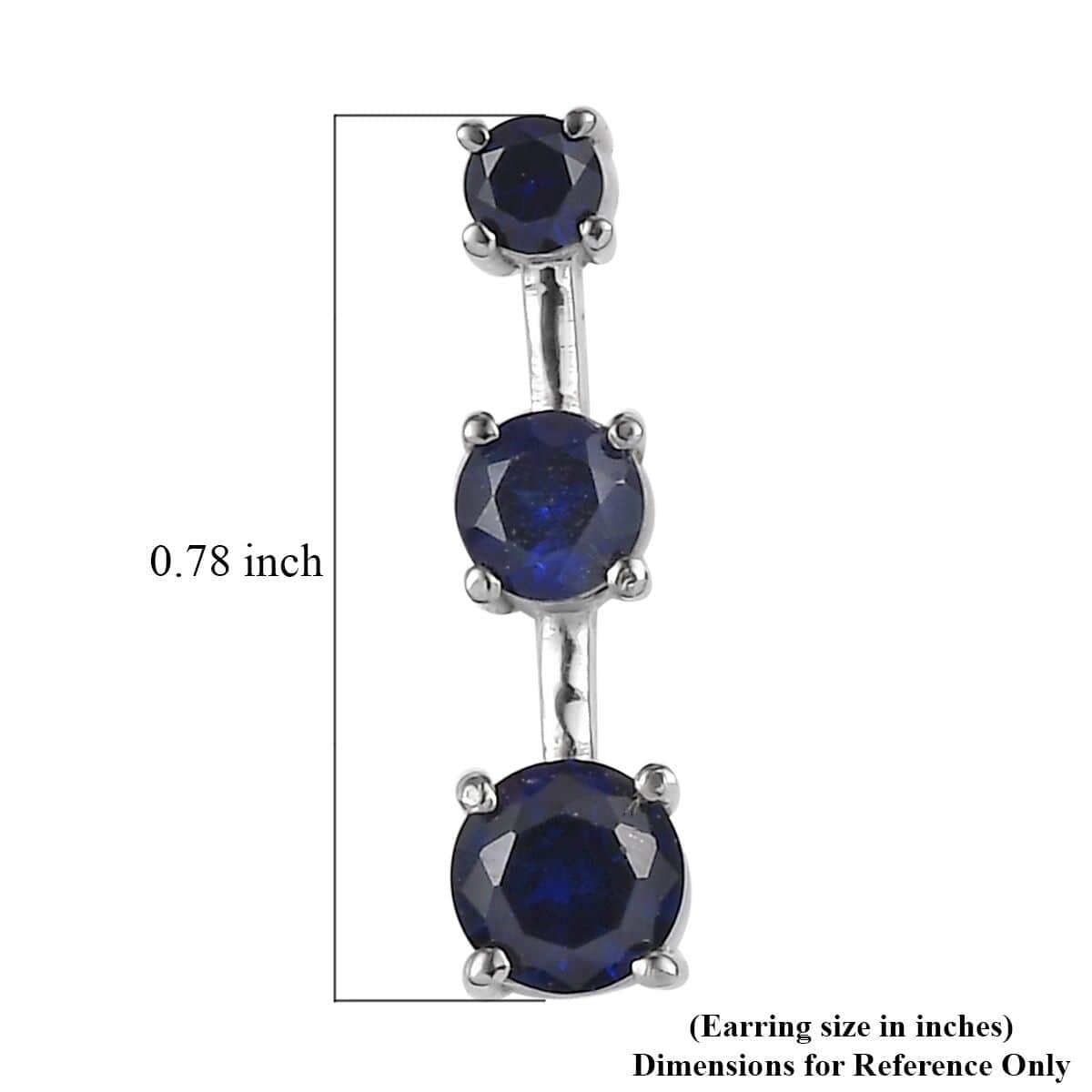 Lab Created Blue Sapphire 2.00 ctw Earrings in Stainless Steel  image number 5