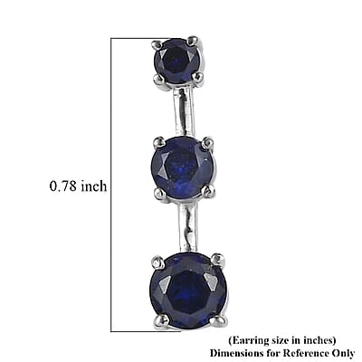 Lab Created Blue Sapphire 2.00 ctw Earrings in Stainless Steel 