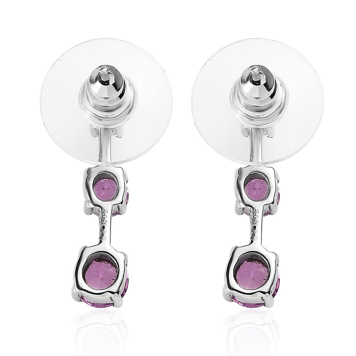 Lab Created Pink Sapphire 2.25 ctw Earrings in Stainless Steel  image number 4