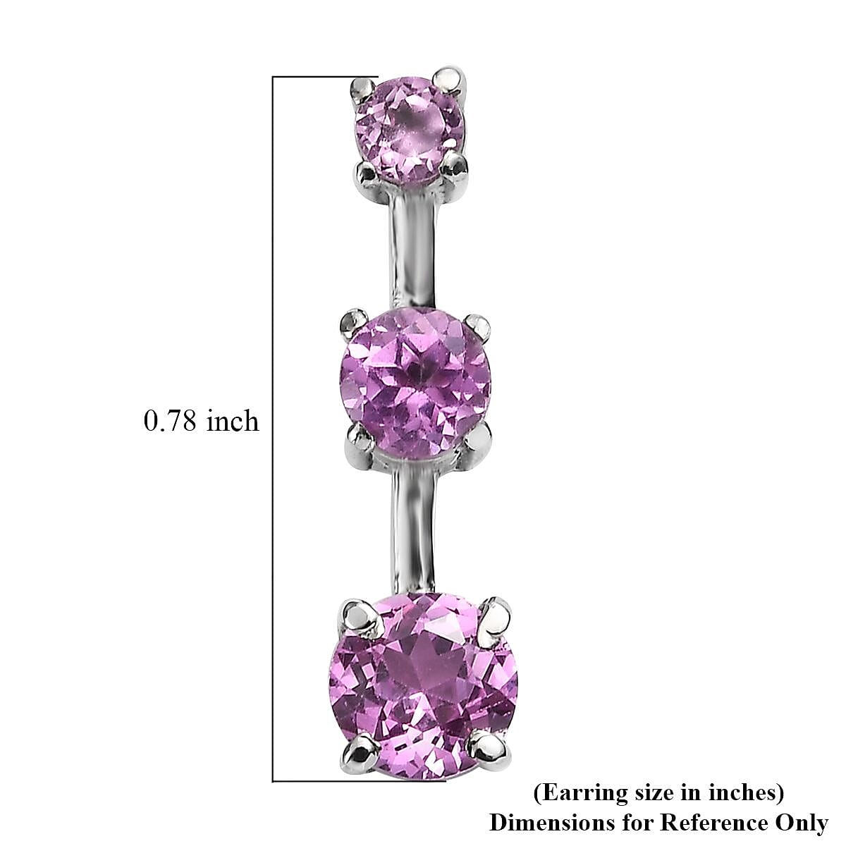Lab Created Pink Sapphire 2.25 ctw Earrings in Stainless Steel  image number 5