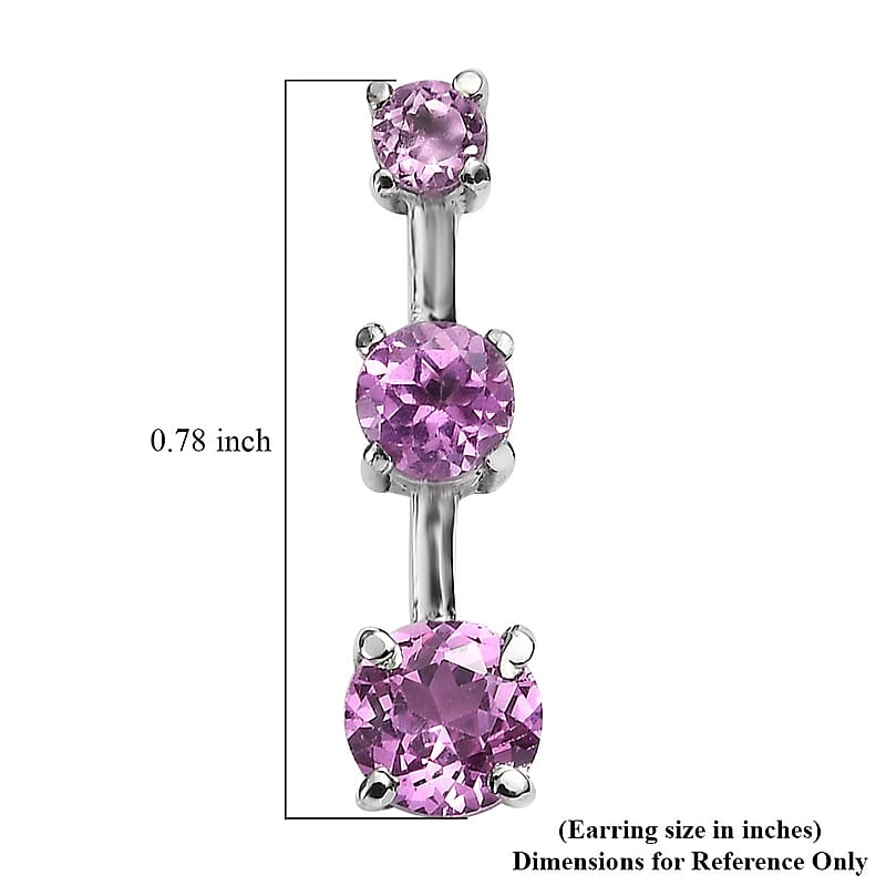 Lab Created Pink Sapphire 2.25 ctw Earrings in Stainless Steel 