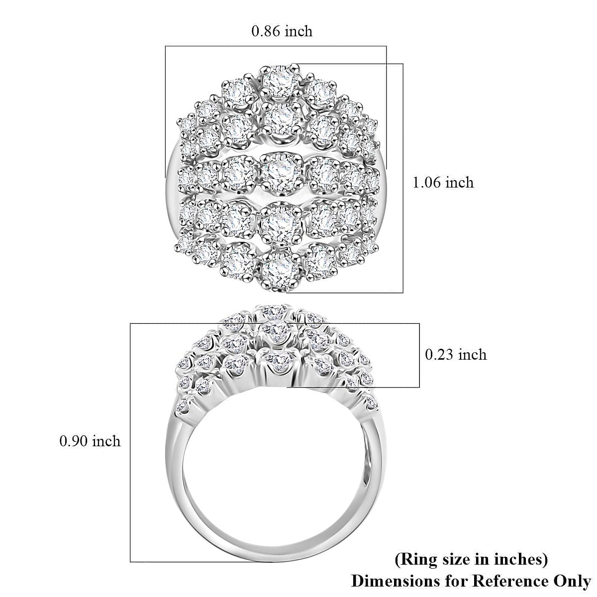 NY Closeout Diamond 2.50 ctw Ring in 14K White Gold (Size 7.5) image number 5