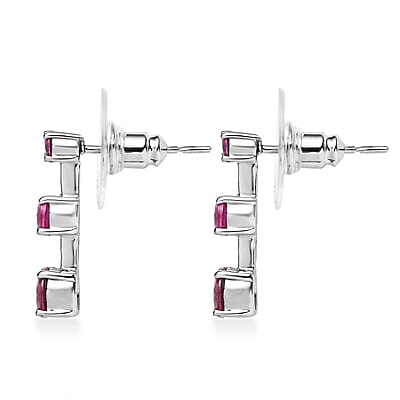 Lab Created Ruby 1.40 ctw Earrings in Stainless Steel