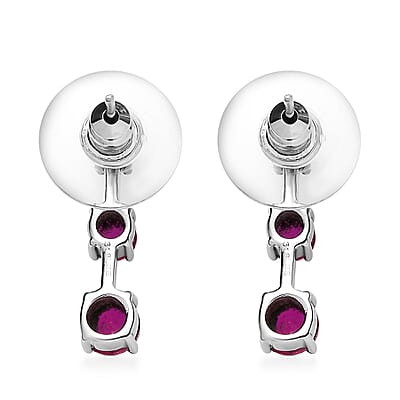 Lab Created Ruby 1.40 ctw Earrings in Stainless Steel