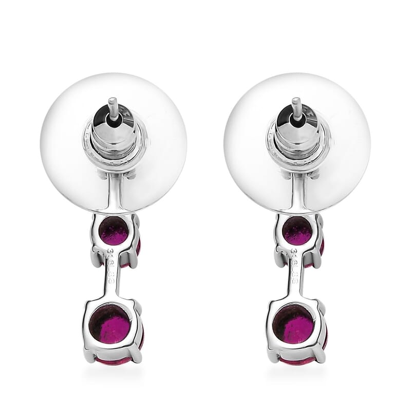 Lab Created Ruby 1.40 ctw Earrings in Stainless Steel