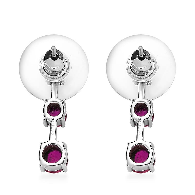 Lab Created Ruby 1.40 ctw Earrings in Stainless Steel