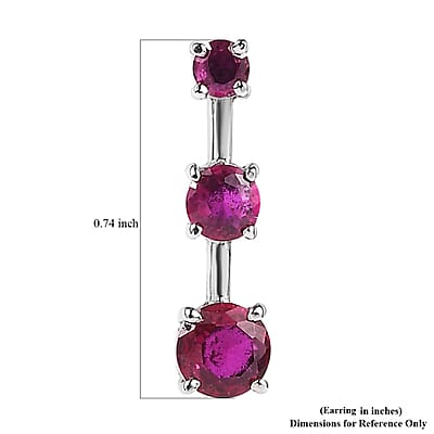 Lab Created Ruby 1.40 ctw Earrings in Stainless Steel