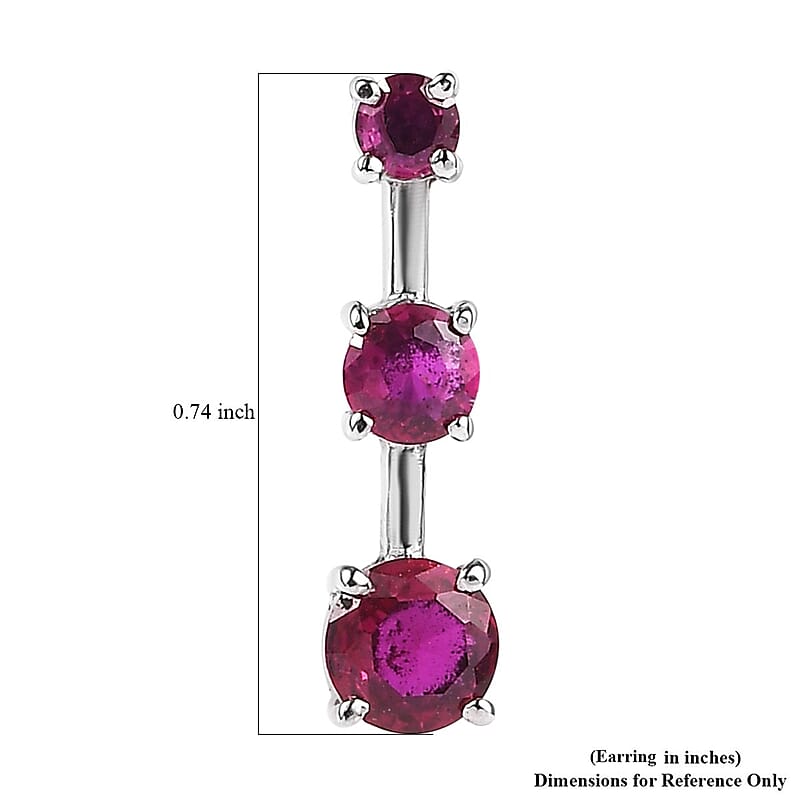 Lab Created Ruby 1.40 ctw Earrings in Stainless Steel