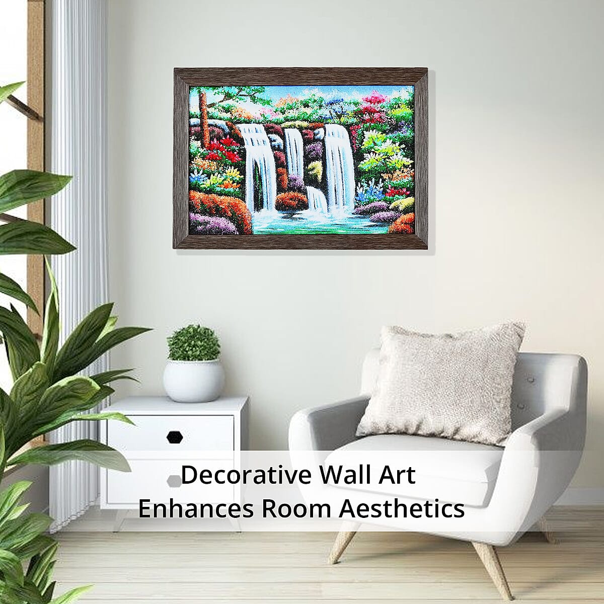 Multi Color Waterfall Gemstone Painting Photo Frame (12"x8") image number 3