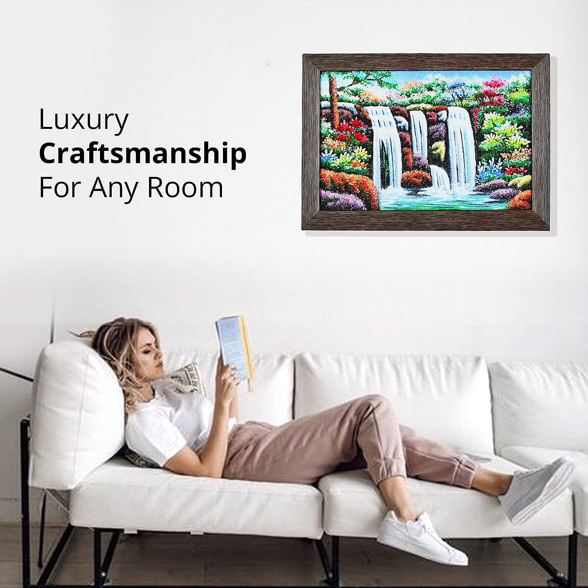 Multi Color Waterfall Gemstone Painting Photo Frame (12"x8") image number 4