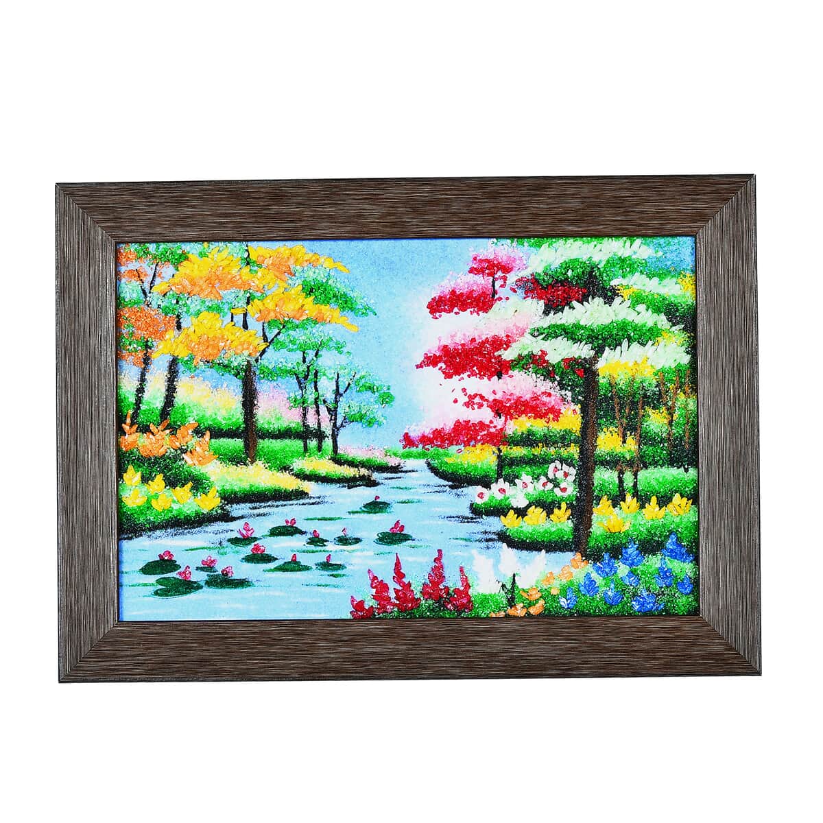 Multi Color Flower with River Gemstone Painting Photo Frame image number 0