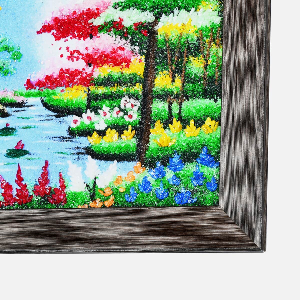 Multi Color Flower with River Gemstone Painting Photo Frame image number 2