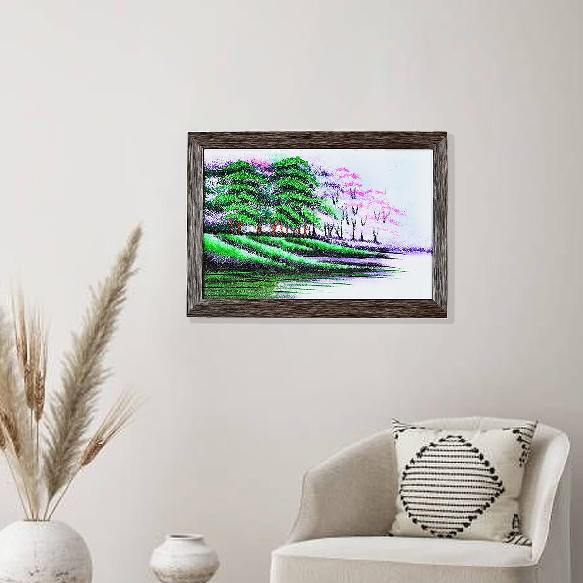 Multi Color Lush Trees Gemstone Painting Photo Frame image number 1