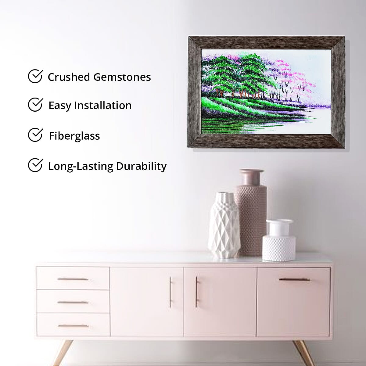 Multi Color Lush Trees Gemstone Painting Photo Frame image number 2