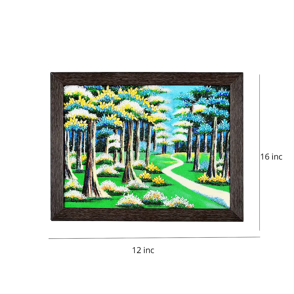 Multi Color Forest Scene with a Winding Path Running Gemstone Wall Art Hand Painting image number 5