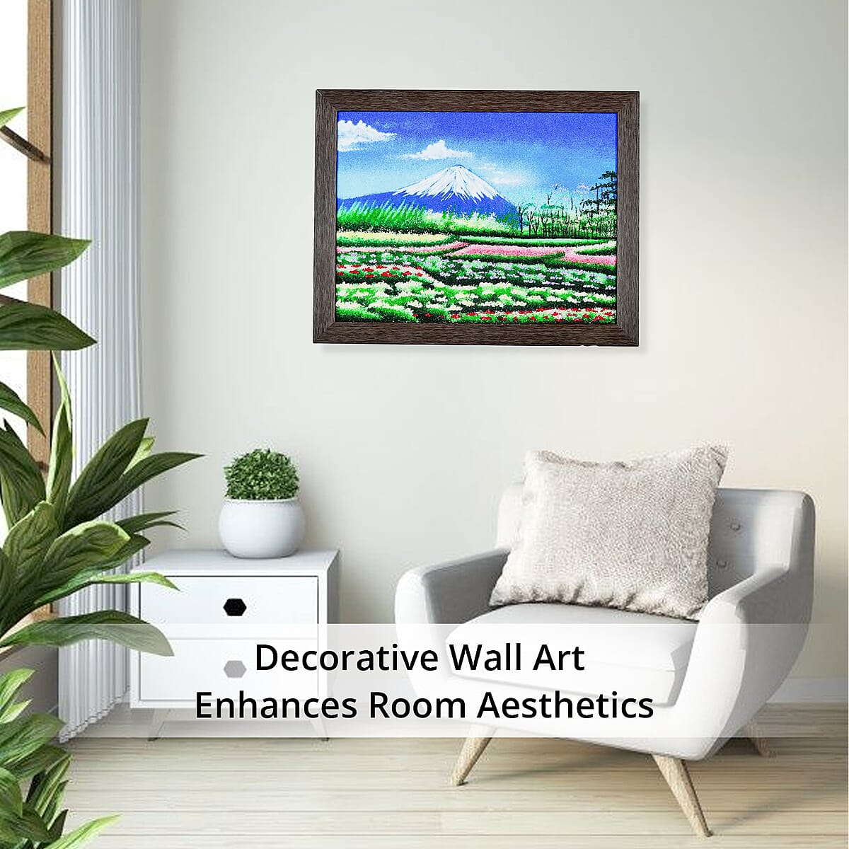 Multi Color Scenic Landscape Flowers Gemstone Wall Art Hand Painting image number 1