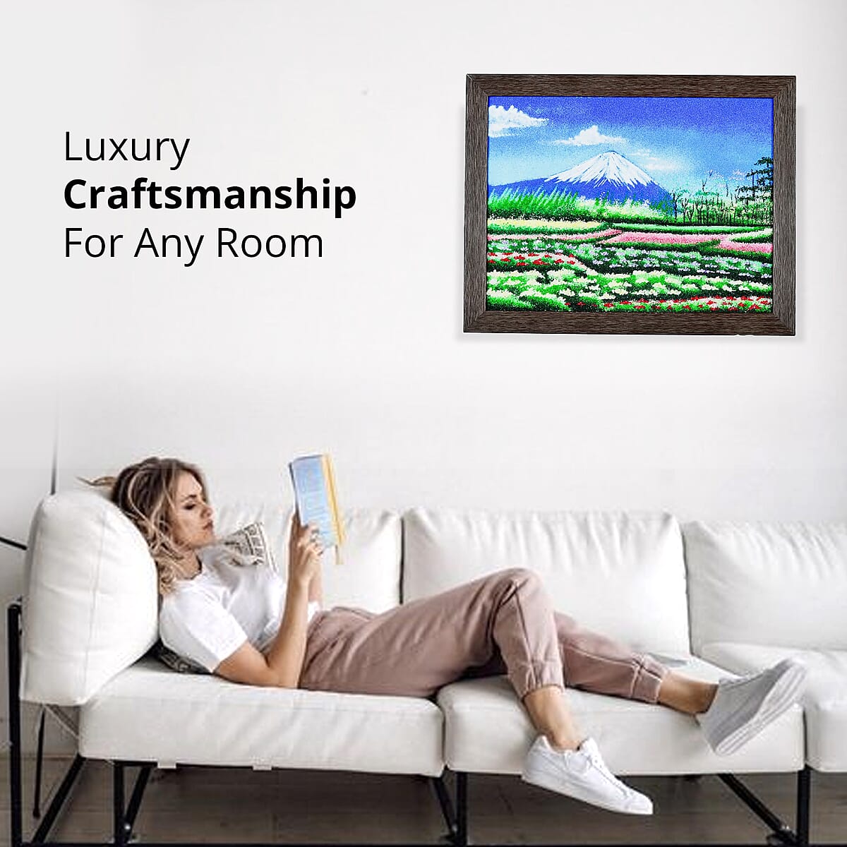 Multi Color Scenic Landscape Flowers Gemstone Wall Art Hand Painting image number 3