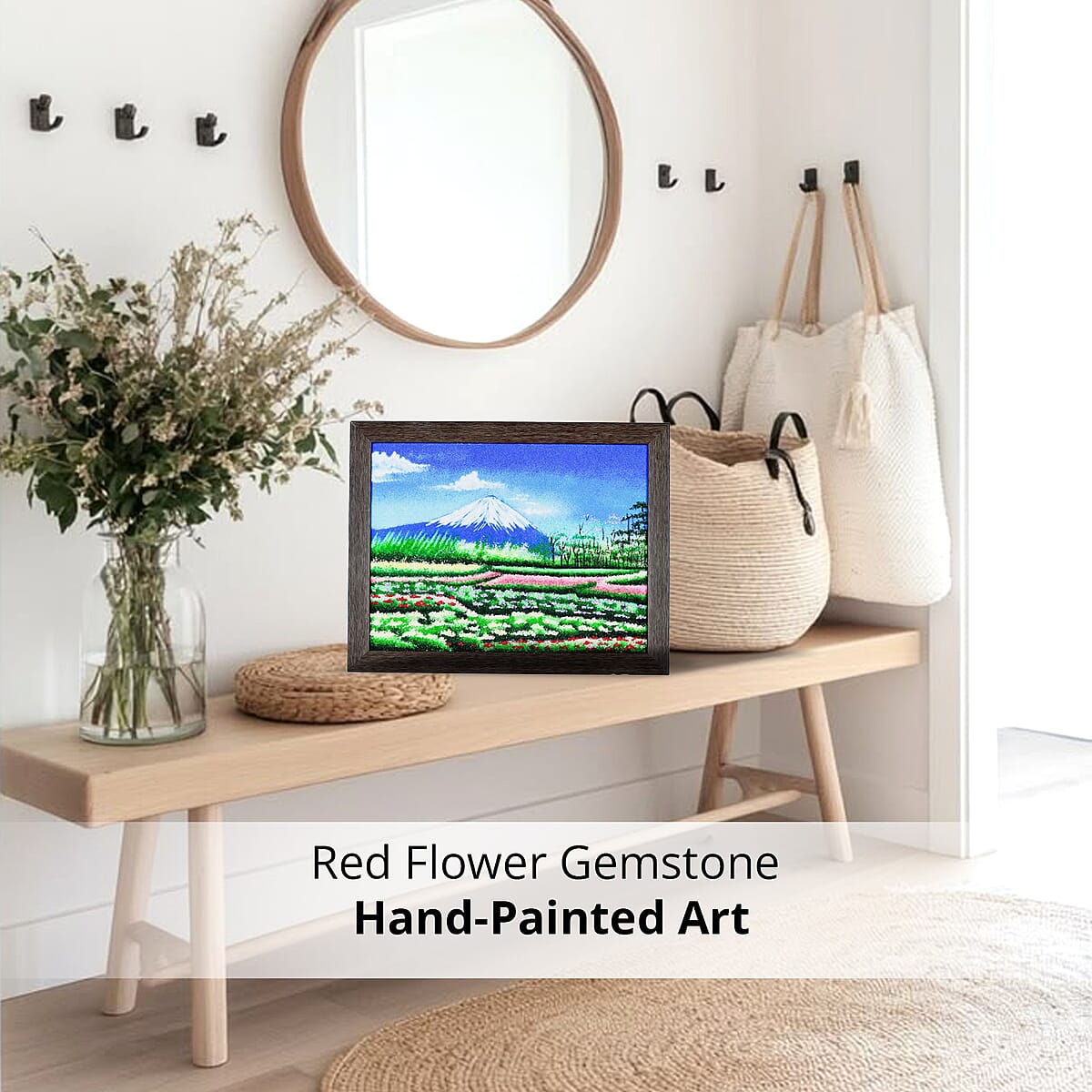 Multi Color Scenic Landscape Flowers Gemstone Wall Art Hand Painting image number 4