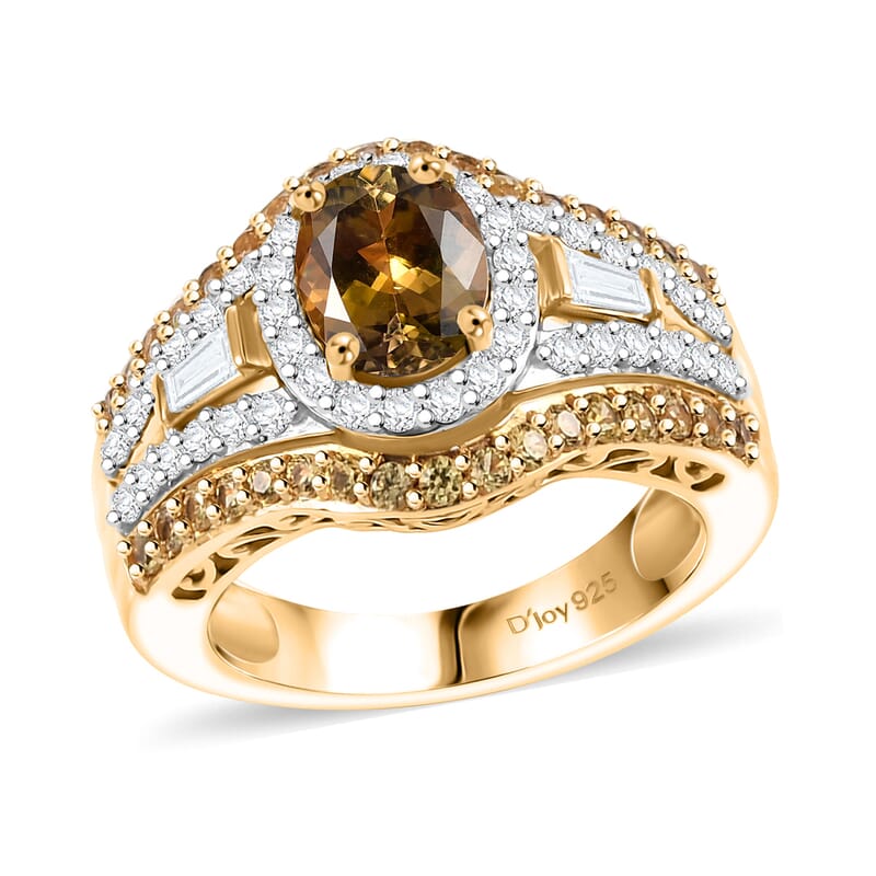 Premium Golden Tanzanite and Multi Gemstone 2.60 ctw Eternal Elegance Ring in 18K Vermeil Yellow Gold Over Sterling Silver (Size 10.0)