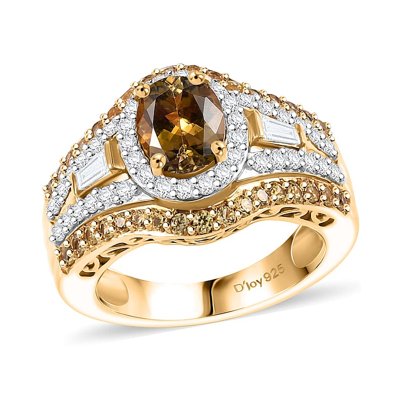 Premium Golden Tanzanite and Multi Gemstone 2.60 ctw Eternal Elegance Ring in 18K Vermeil Yellow Gold Over Sterling Silver (Size 10.0)