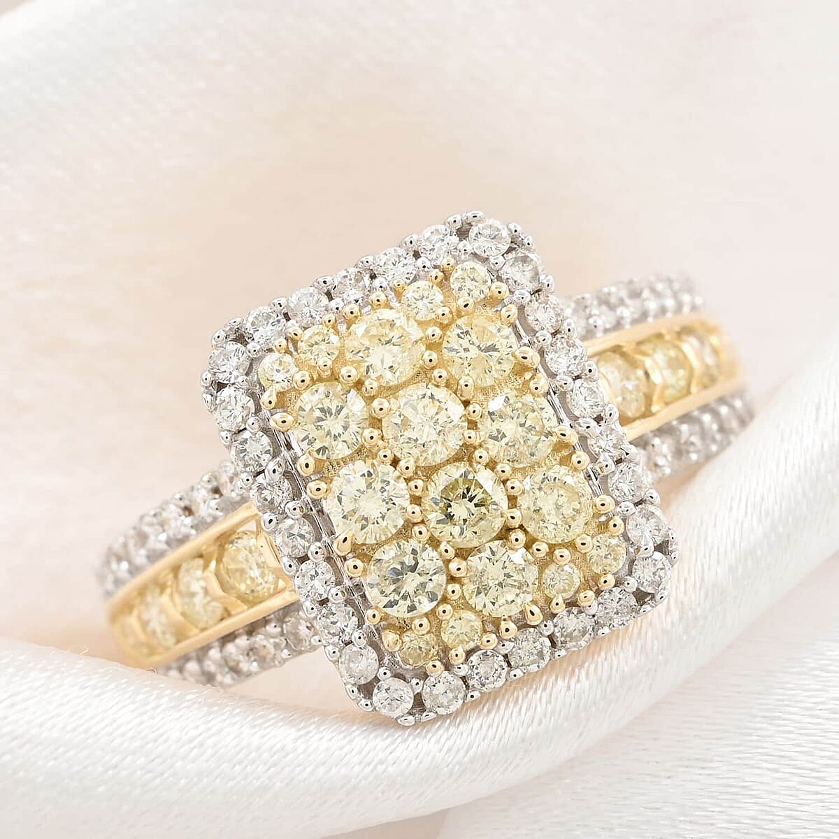 Ankur Treasure Chest Natural Yellow and White Diamond 1.00 ctw Ring in 14K Yellow Gold (Size 6.5) 4.60 Grams image number 1