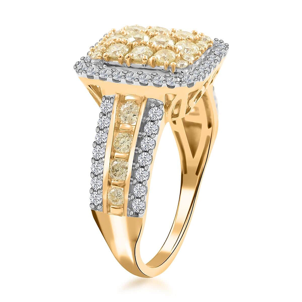 Ankur Treasure Chest Natural Yellow and White Diamond 1.00 ctw Ring in 14K Yellow Gold (Size 9.5) 4.60 Grams image number 3