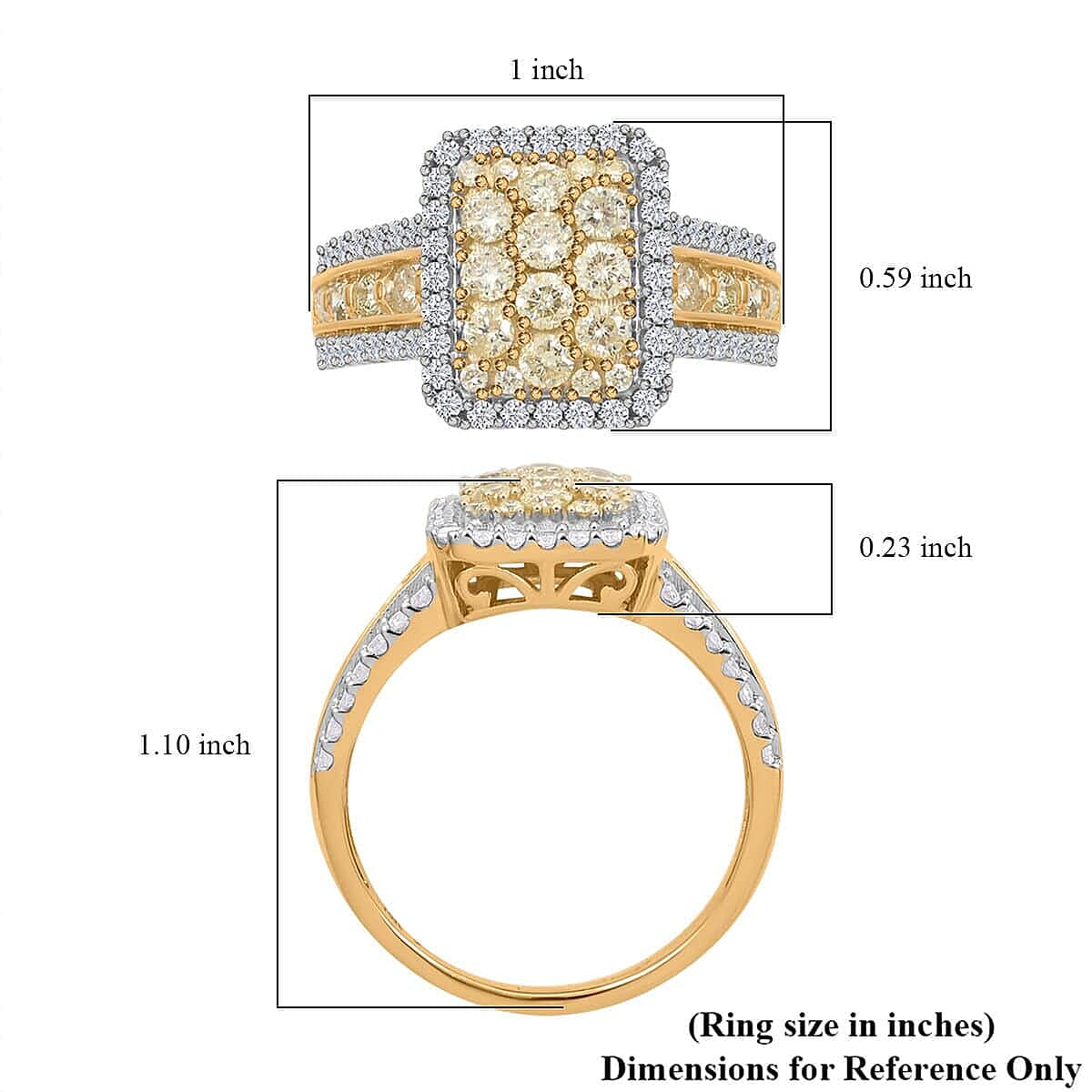 Ankur Treasure Chest Natural Yellow and White Diamond 1.00 ctw Ring in 14K Yellow Gold (Size 10.5) 4.60 Grams image number 5