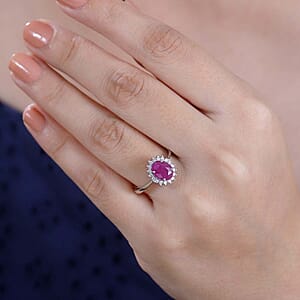 AAA Royal Ruby and G-H I2 Diamond 1.75 ctw Ring in 10K White Gold (Size 7.0)