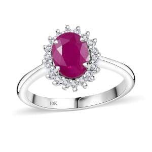 AAA Royal Ruby and G-H I2 Diamond 1.75 ctw Ring in 10K White Gold (Size 8.0)