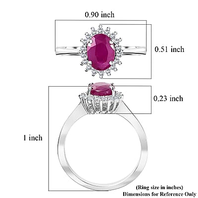 AAA Royal Ruby and G-H I2 Diamond 1.75 ctw Ring in 10K White Gold (Size 9.0)