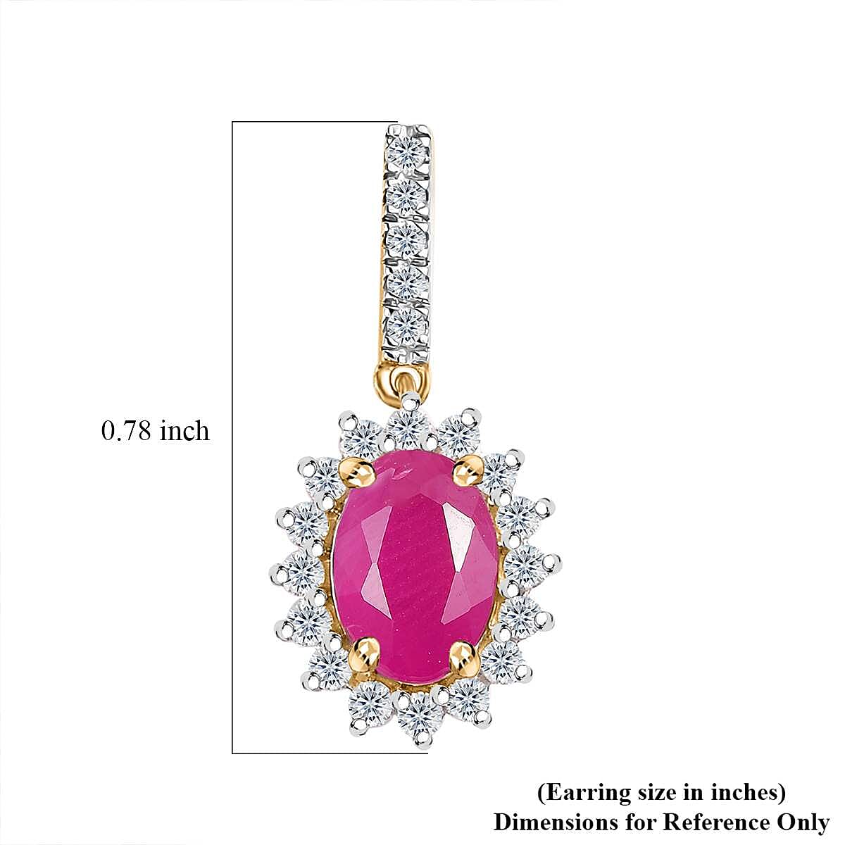 Luxoro AAA Royal Ruby and G-H I2 Diamond 2.60 ctw Sunburst Earrings in 10K Yellow Gold