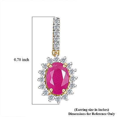 Luxoro AAA Royal Ruby and G-H I2 Diamond 2.60 ctw Sunburst Earrings in 10K Yellow Gold
