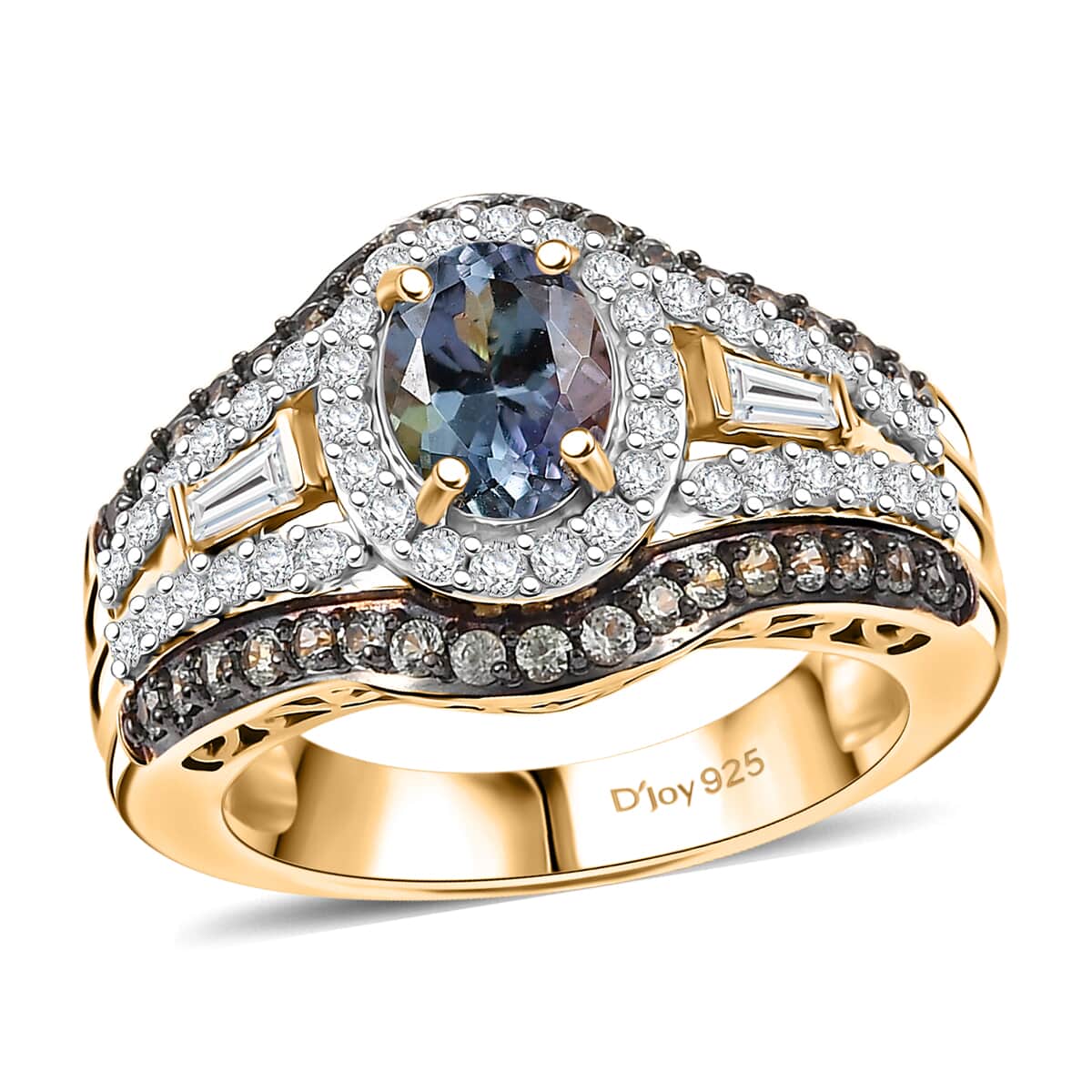 Doorbuster Premium Green Tanzanite and Multi Gemstone 2.50 ctw Ring in 18K Vermeil Yellow Gold Over Sterling Silver (Size 7.0) image number 0