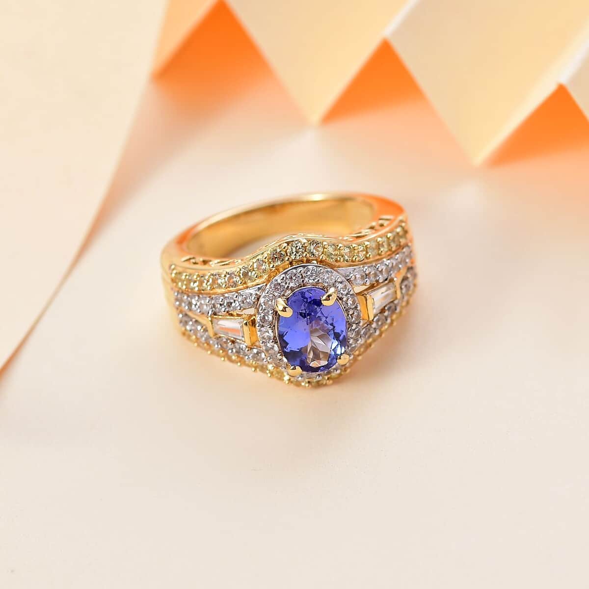 Doorbuster Premium Tanzanite and Multi Gemstone 2.85 ctw Eternal Elegance Ring in 18K Vermeil Yellow Gold Over Sterling Silver (Size 10.0) image number 1