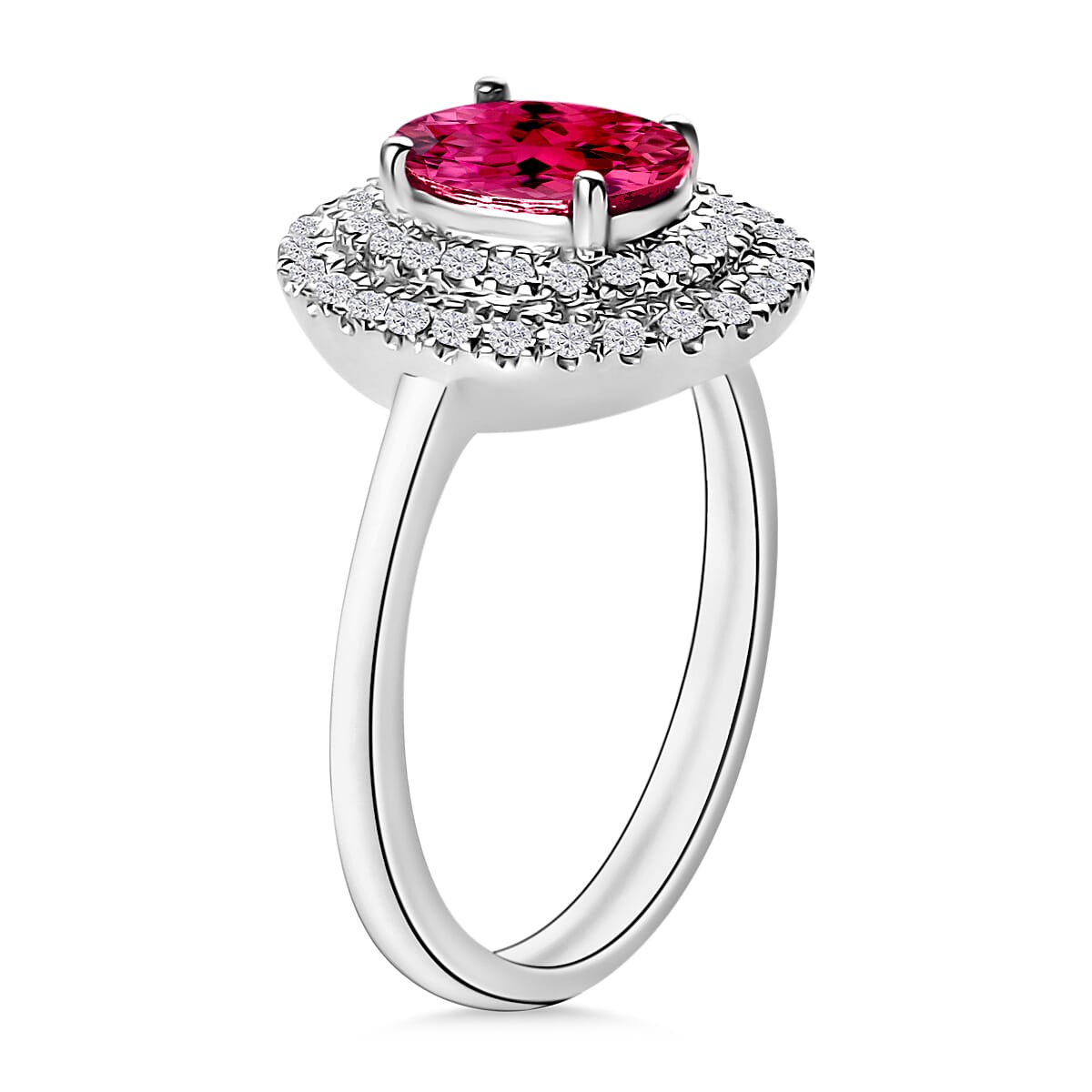 Luxoro Premium Ouro Fino Rubellite and G-H I1 Diamond 1.55 ctw Ring in 14K White Gold (Size 12.0) (Del. in 10-12 Days) image number 2