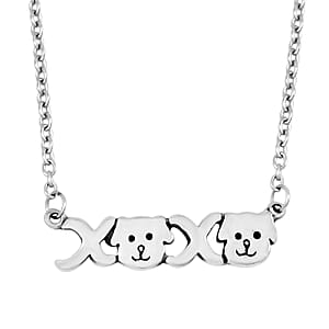 Dog Necklace in Silvertone 18 Inches