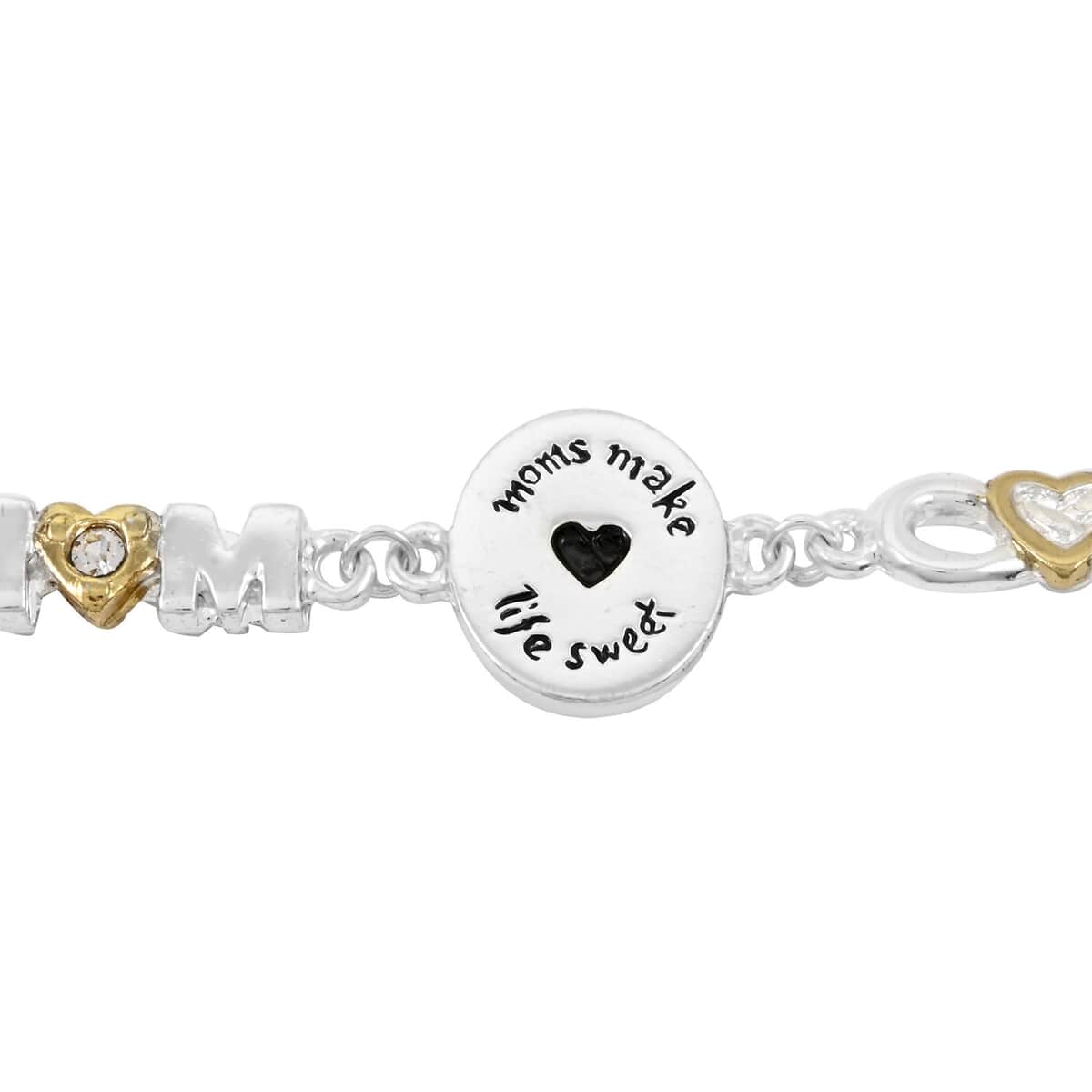 Simulated Diamond 1.15 ctw Mom Makes Life Sweet Bracelet in Silvertone and Goldtone (8.00 In) image number 2