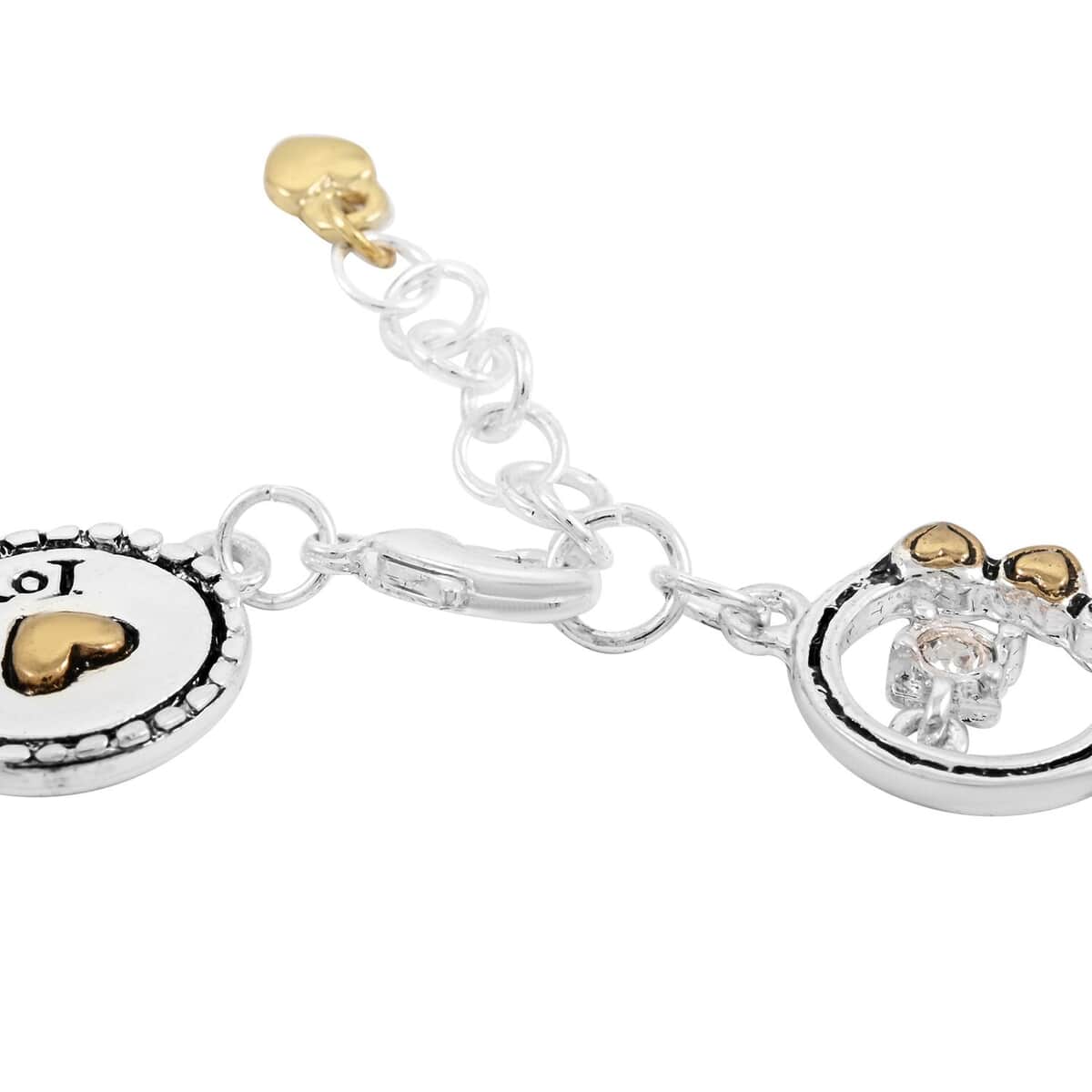 Simulated Diamond 1.15 ctw Mom Makes Life Sweet Bracelet in Silvertone and Goldtone (8.00 In) image number 3