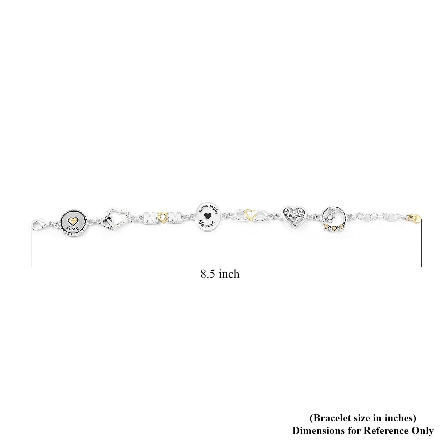 Simulated Diamond 1.15 ctw Mom Makes Life Sweet Bracelet in Silvertone and Goldtone (8.00 In)
