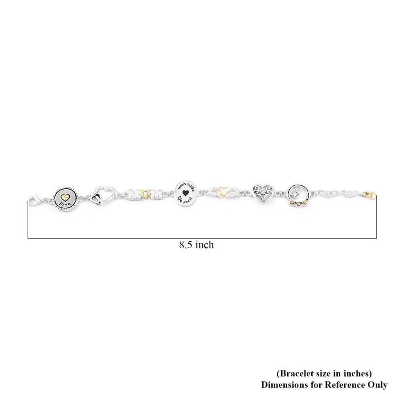 Simulated Diamond 1.15 ctw Mom Makes Life Sweet Bracelet in Silvertone and Goldtone (8.00 In)
