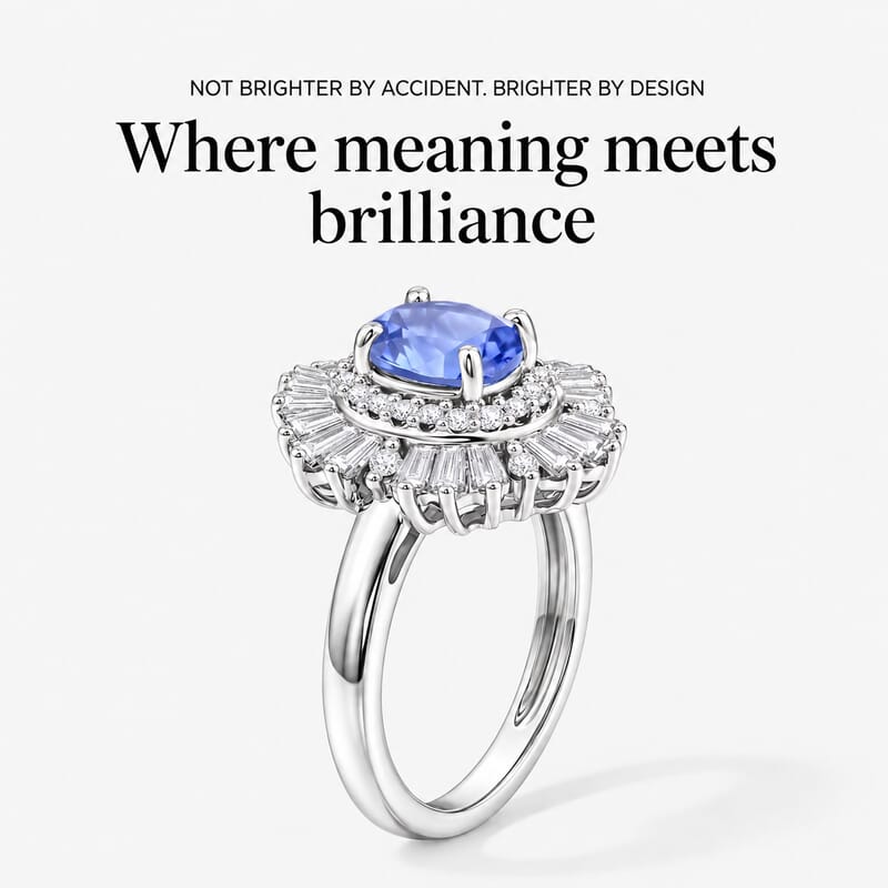 D'Joy Tanzanite and White Zircon 2.85 ctw Ring in Rhodium Over Sterling Silver (Size 10.0)