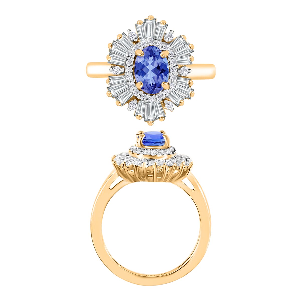 Luxoro Premium Tanzanite and G-H I1 Diamond 1.55 ctw Ring in 14K Yellow Gold (Size 5.0) (Del. in 10-12 Days) image number 3