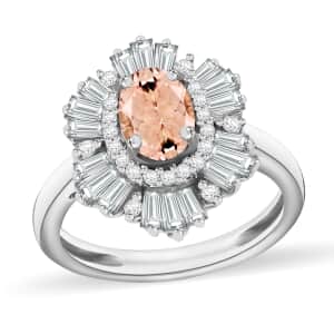 Luxoro Premium Marropino Morganite and G-H I1 Diamond 1.60 ctw Ring in 14K White Gold (Size 10.0)