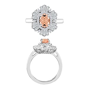 Luxoro Premium Marropino Morganite and G-H I1 Diamond 1.60 ctw Ring in 14K White Gold (Size 10.0) (Del. in 10-12 Days)
