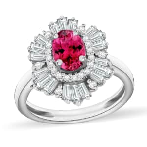 Luxoro Premium Ouro Fino Rubellite and G-H I1 Diamond 1.60 ctw Ring in 14K White Gold (Size 10.0)