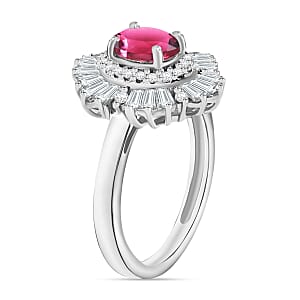 Luxoro Premium Ouro Fino Rubellite and G-H I1 Diamond 1.60 ctw Ring in 14K White Gold (Size 10.0) (Del. in 10-12 Days)